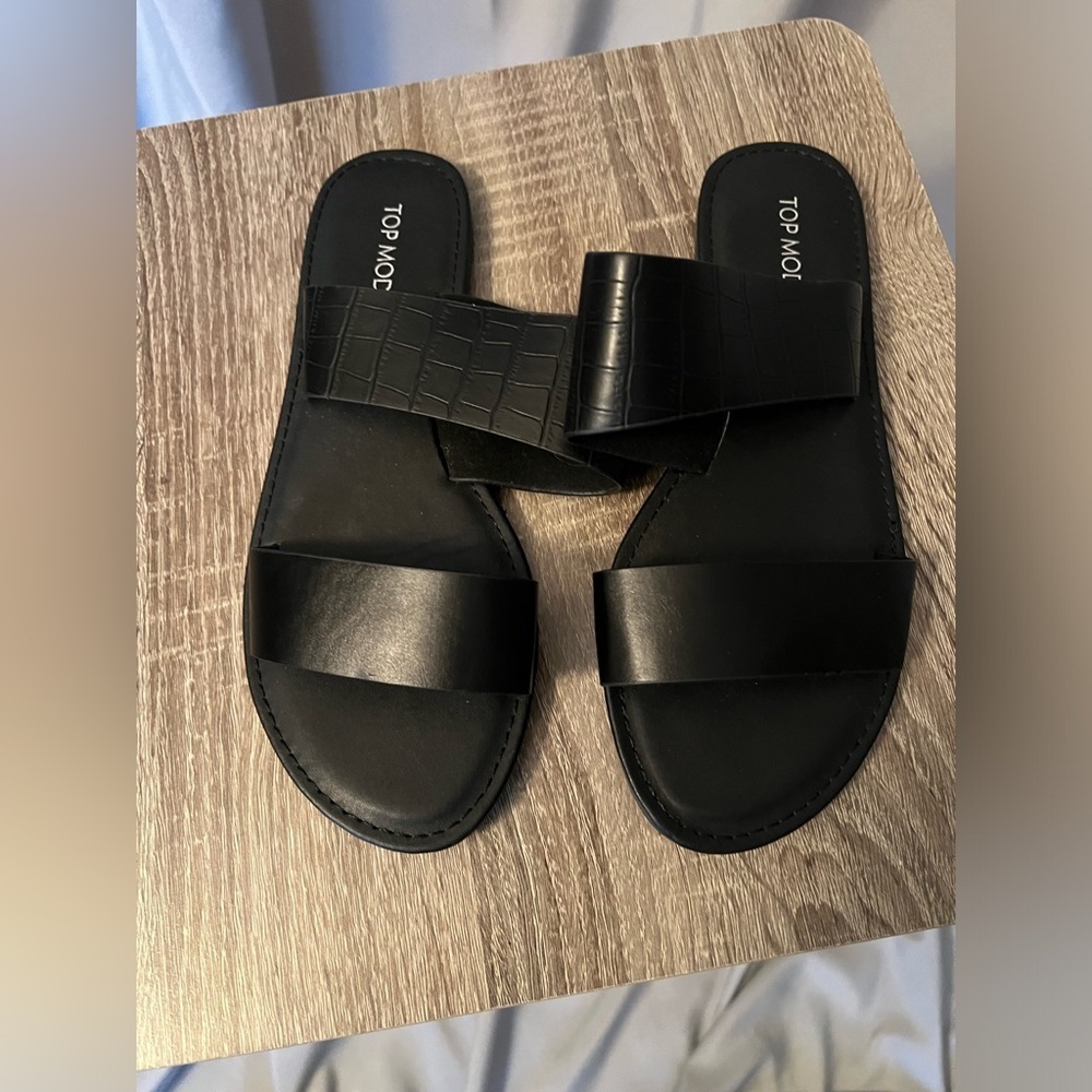 Top Moda Black Slide Sandals